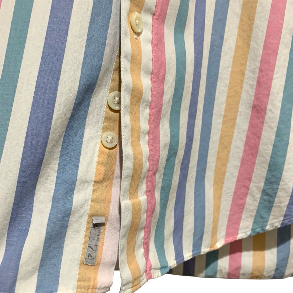 Vintage Pringle Of Scotland Striped Pastel Button Up Men's Shirt Medium - Picture 4 of 5